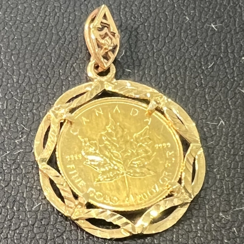 24金 K24 メイプルリーフコイン K18 ペンダントトップ枠を買取